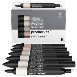 Winsor & Newton Promarker Graphic Drawing Set of 6 Markers Skin Tones 1